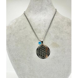 Gümüş Yuvarlak Nazar Boncuklu Kolye